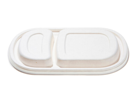 Lunchbox aus Zuckerrohr mit Deckel 2-geteilt 24x 15cm Muster