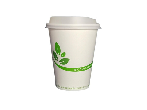 SPARSET Bio Kaffeebecher 300 ml/12oz mit weißem Bio Deckel (1.000 Stück)
